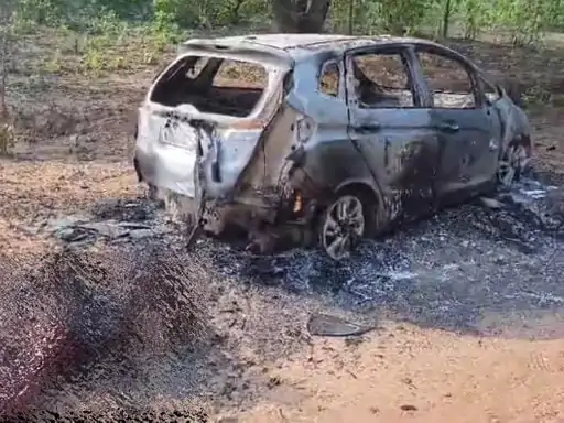 Car Fire Accident: Fire broke out in a moving car, teacher burnt alive