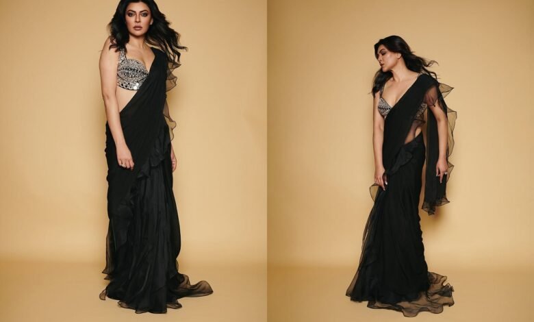 Sushmita Sen Black Saree look