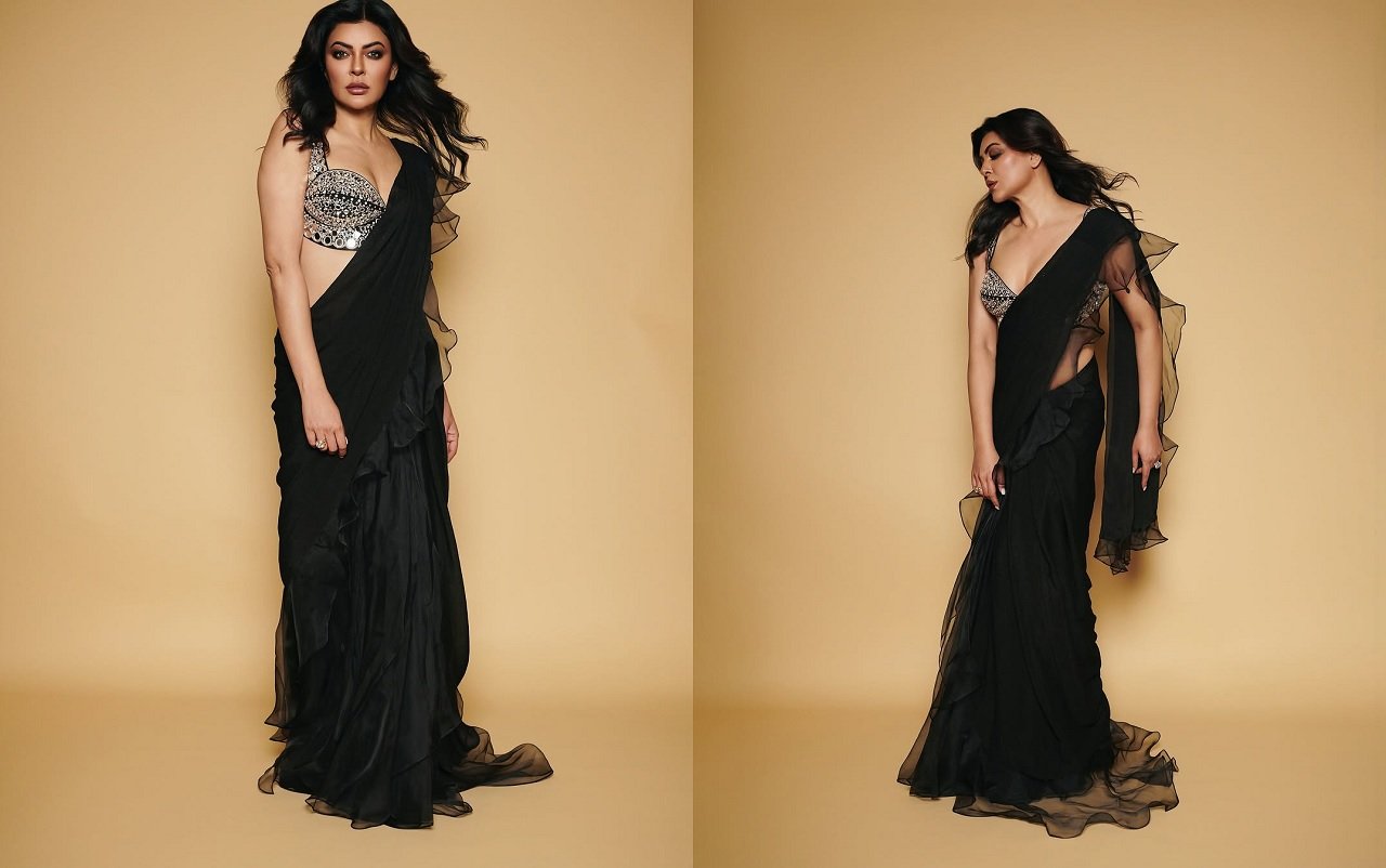 Sushmita Sen Black Saree look
