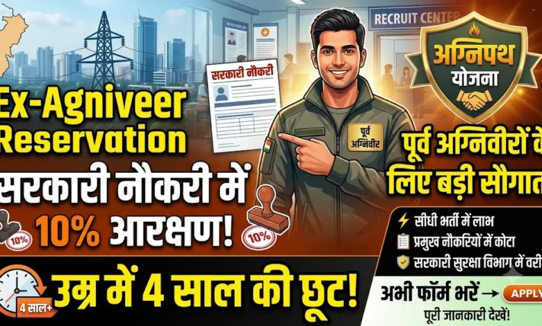 Ex-Agniveer Reservation : सरकारी नौकरी में 10% आरक्षण, उम्र में 4 साल की छूट