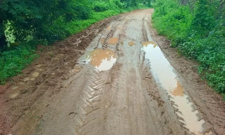 Baramkela Rangadih Road News  :  3 किमी का कच्चा रास्ता बदहाल, बारिश में फंसे रंगाडीह के ग्रामीण