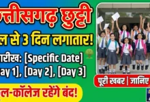 Chhattisgarh Holiday : कल से लगातार 3 दिनों तक छुट्टी, स्कूल-कॉलेज रहेंगे बंद!