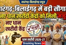 Sarangarh Naye Dhan Kharidi : सारंगढ़-बिलाईगढ़ जिले में रानीडीह समेत आठ नए धान खरीदी केंद्रों को मिली मंजूरी