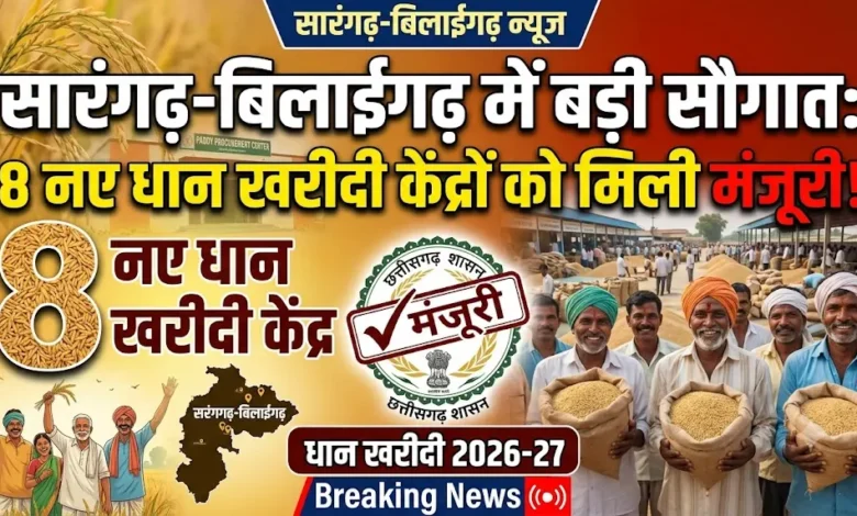 Sarangarh Naye Dhan Kharidi : सारंगढ़-बिलाईगढ़ जिले में रानीडीह समेत आठ नए धान खरीदी केंद्रों को मिली मंजूरी