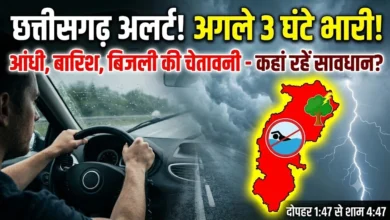 Chhattisgarh Nowcast Alert : अगले 3 घंटों में रायपुर, रायगढ़ समेत 26 जिलों में बारिश-आंधी और बिजली का अलर्ट