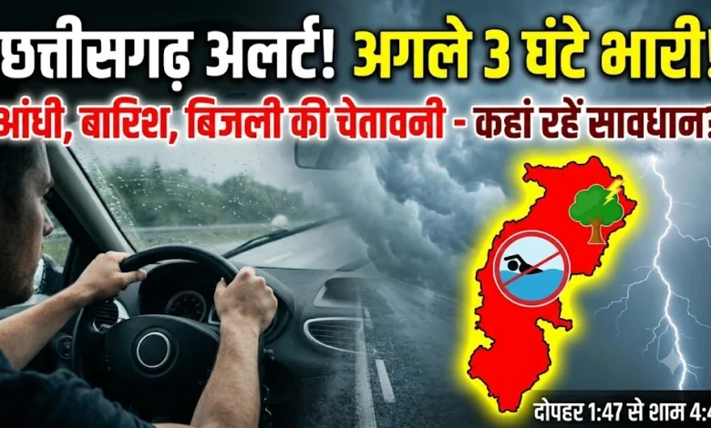 Chhattisgarh Nowcast Alert : अगले 3 घंटों में रायपुर, रायगढ़ समेत 26 जिलों में बारिश-आंधी और बिजली का अलर्ट