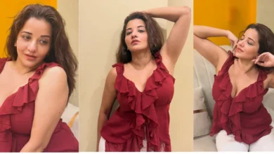 Monalisa Viral Dance : रेड आउटफिट में मोनालिसा ने मचाया धमाल, देखें फोटो