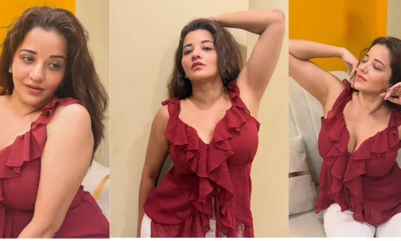 Monalisa Viral Dance : रेड आउटफिट में मोनालिसा ने मचाया धमाल, देखें फोटो