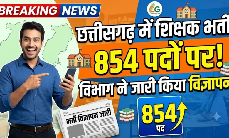 Chhattisgarh Teacher Recruitment : छत्तीसगढ़ में 854 पदों पर होगी शिक्षक भर्ती, विभाग ने जारी किया विज्ञापन