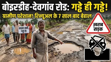 Boirdih Devgaon Road : सात साल पहले हुआ रिन्यूअल, अब सड़क पर गड्ढे ही गड्ढे, ग्रामीण परेशान