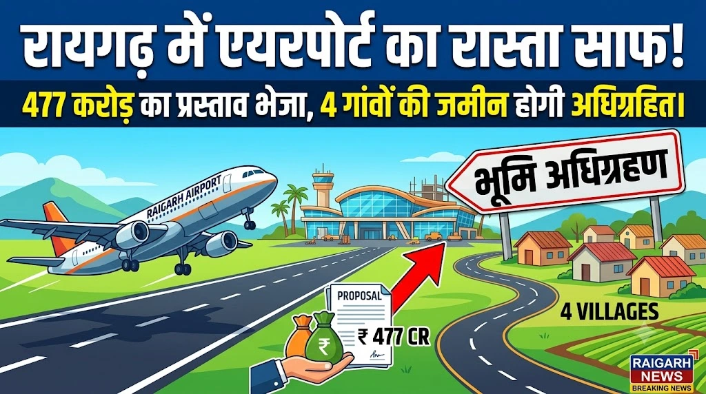 Raigarh Airport Land Acquisition : रायगढ़ में एयरपोर्ट का रास्ता साफ! 477 करोड़ का प्रस्ताव भेजा, 4 गांवों की जमीन होगी अधिग्रहित