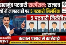 Mahasamund Patwari Suspension : राजस्व कार्यों में लापरवाही पर 5 पटवारी निलंबित