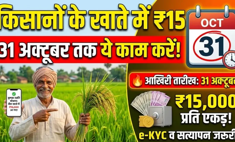 Krishak Unnati Yojana : किसानों के खाते में आएंगे 15,000 रुपये प्रति एकड़! 31 अक्टूबर से पहले कर लें ये काम
