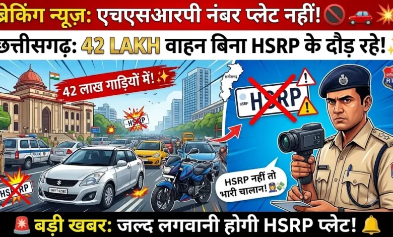 HSRP Number Plate : छत्तीसगढ़ में 42 लाख वाहन बिना हाई सिक्योरिटी नंबर प्लेट के दौड़ रहे