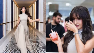 Nora Fatehi : नोरा फतेही का एलिगेंट अवतार, बेज गाउन और ट्रेंडी सनग्लासेस में ढाया कहर