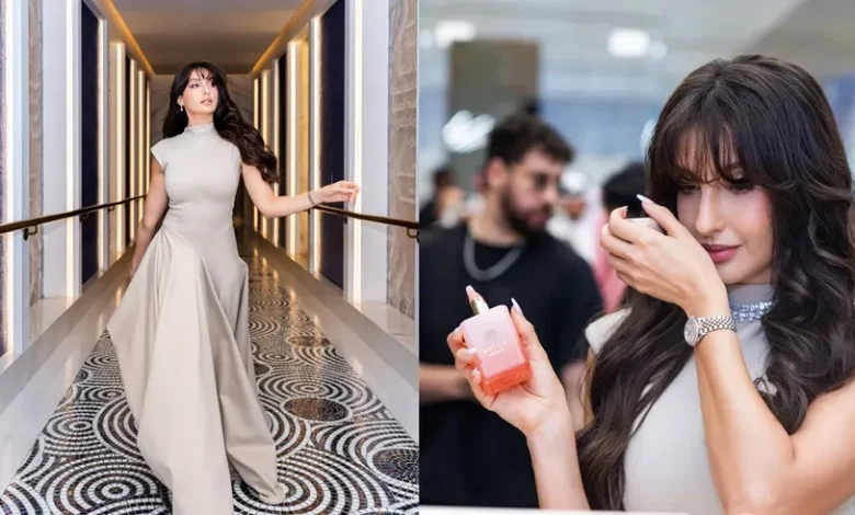 Nora Fatehi : नोरा फतेही का एलिगेंट अवतार, बेज गाउन और ट्रेंडी सनग्लासेस में ढाया कहर