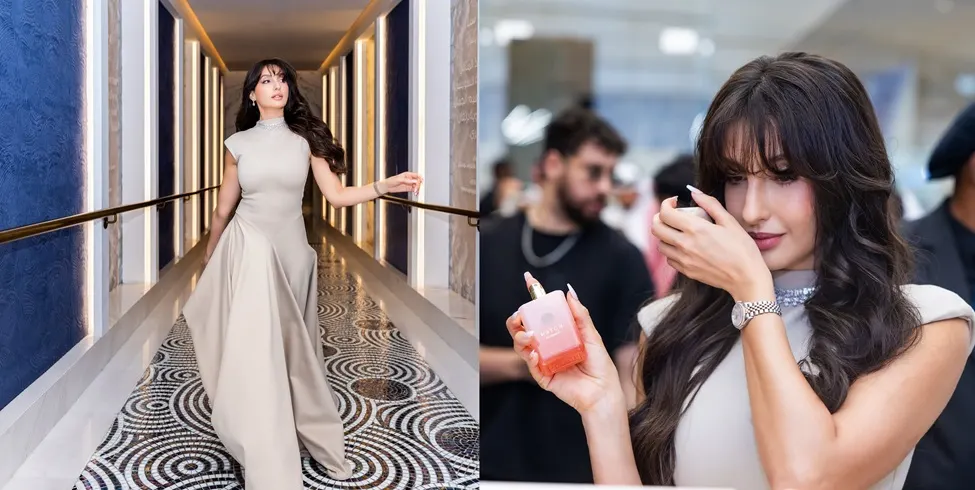Nora Fatehi : नोरा फतेही का एलिगेंट अवतार, बेज गाउन और ट्रेंडी सनग्लासेस में ढाया कहर