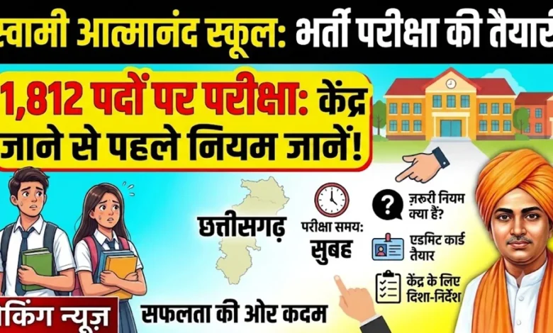 Swami Atmanand School Recruitment : आत्मानंद स्कूलों में 1,812 पदों पर भर्ती परीक्षा 31 को, परीक्षा केंद्र में जाने से पहले जान लें ये नियम...