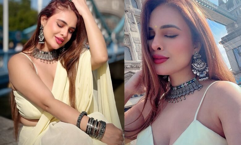 Neha Malik London Look : लंदन में नेहा मलिक का देसी अंदाज, साड़ी में टॉवर ब्रिज के सामने कराया फोटोशूट