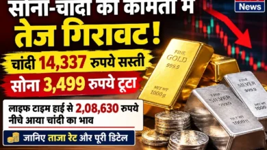 Silver Price Crash : सोना-चांदी की कीमतों में बड़ी गिरावट, चांदी 14,337 रुपये और सोना 3,499 रुपये सस्ता, जानिए ताजा रेट