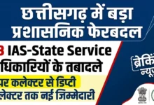 Chhattisgarh Administrative Transfers : छत्तीसगढ़ में 23 प्रशासनिक अधिकारियों के तबादले, अपर कलेक्टर से डिप्टी कलेक्टर तक नई जिम्मेदारी