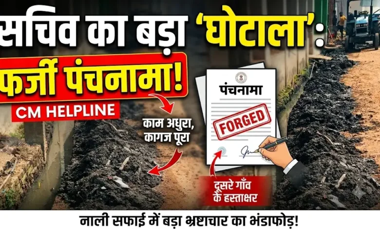 CM Helpline Fake Panchnama : नाली साफ किए बिना सचिव ने बनाया पंचनामा, दूसरे गांव के लोगों से कराए हस्ताक्षर