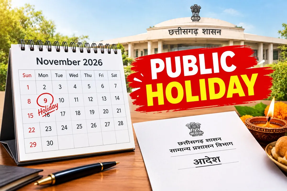 Chhattisgarh Public Holiday :  सरकारी कर्मचारियों के लिए खुशखबरी! 9 नवंबर को सरकार ने जारी किया आदेश